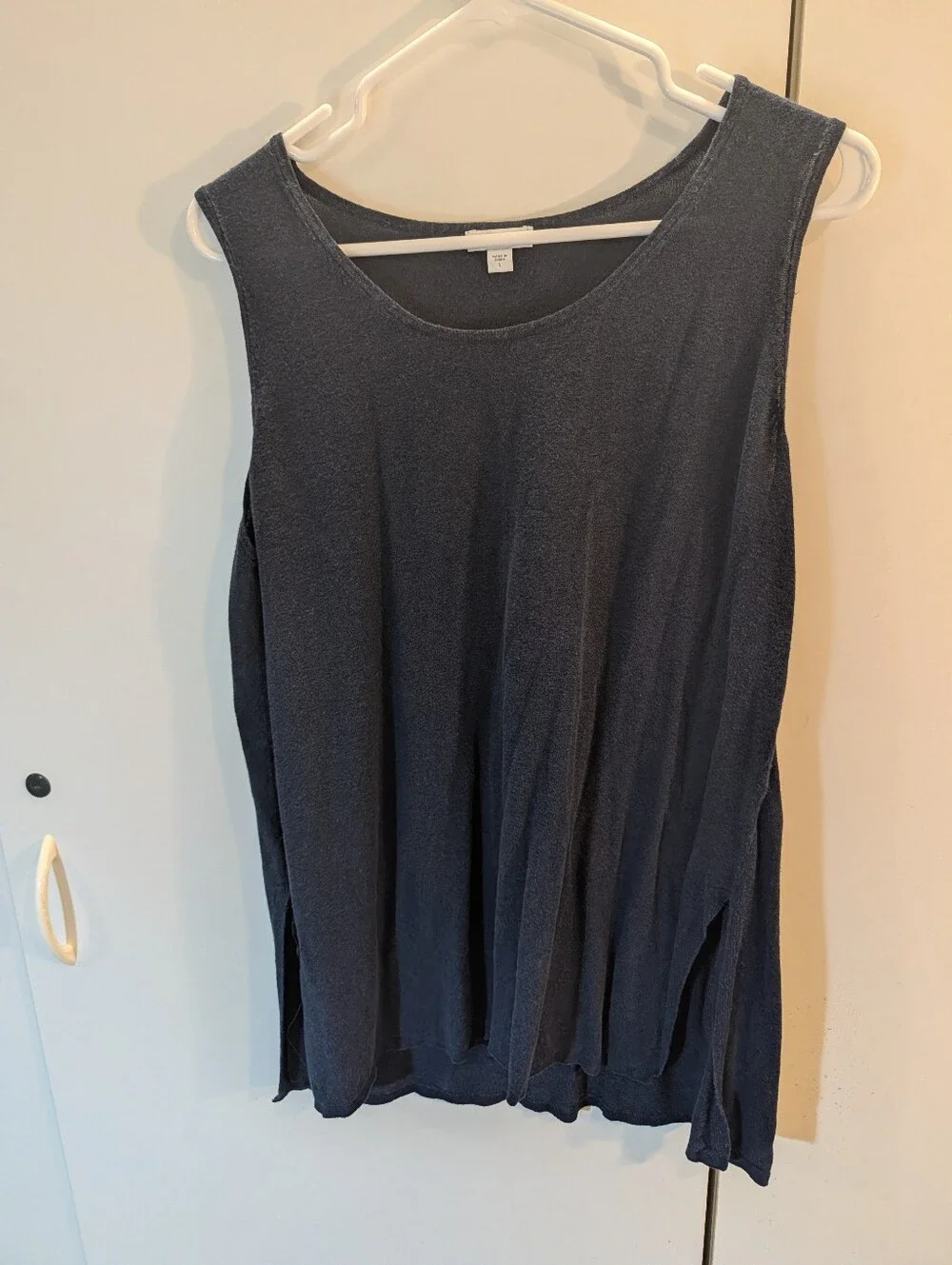 Pure Jill Woman's Large Deep Navy Lightweight Cardigan and Tank Set Linen Blend